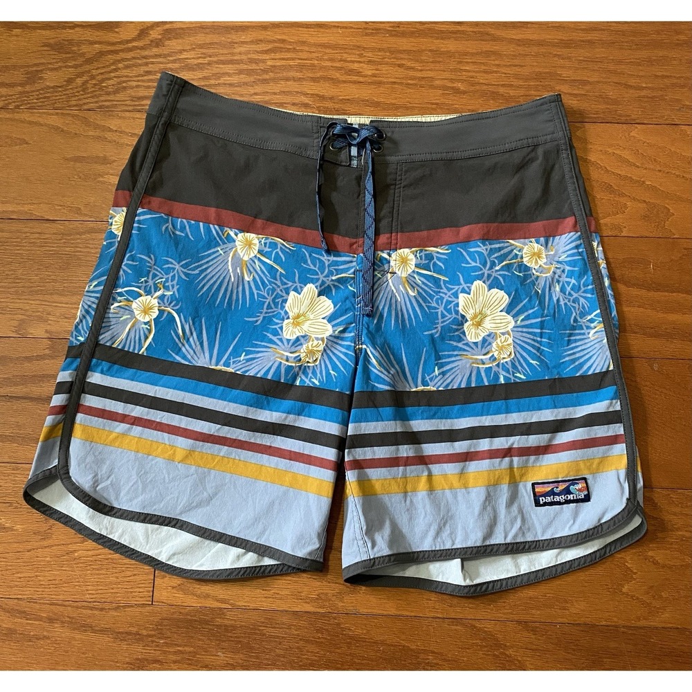 Patagonia Mens Board Shorts 34 Floral Excellent Swim Trunks Lightweight Surf